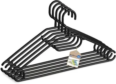 Productafbeelding van Kunststof kleerhangers - ruimtebesparend & antislip - 5 stuks - zwart