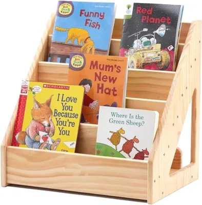 Obrázek produktu pro Montessori knihovna pro batolata – dětská knihovna – dřevo – přední vystavení knih – pro děti od 1 do 5 let – minimalistický design – vyžaduje montáž – bez dvířek – červená