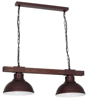 Immagine prodotto di Lampada a sospensione rustica a 2 luci HAKON marrone in vero legno