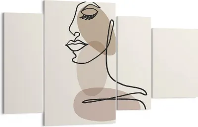 Produktbild von Bild auf Leinwand - Leinwandbild - 4 Teile - Linie Kunst Boho - 120x70cm - Wand Bild - Wanddeko - Wandbilder - Leinwanddruck - Bilder - Wanddekoration - Leinwand bilder - Wandbild - DL120x70-4728