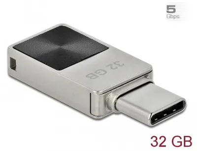 Produktbild von DeLOCK Mini USB 5 Gbps USB-C Speicherstick 32 GB - Metallgehäuse, 32 GB, USB Typ-C, 3.2 Gen 1 (3.1 Gen 1), 140 MB/s, Ohne Deckel, Silber