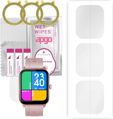 Produktbild von apgo 3 Stück Schutzfolie, klar, kompatibel mit Kumi KU3S Smartwatch, Hydrogel Displayschutzfolie mit Positionierhilfe, Displayfolie, robust und kratzfest