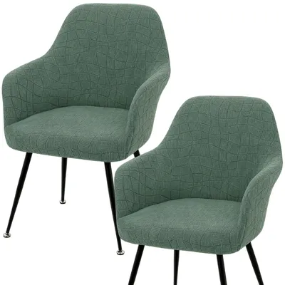 2er-Set Jacquard Stuhlbezüge, elastisch, wasserdicht, Grün