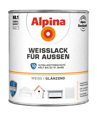 Produktbild von Alpina Weißlack für Außen 2 L weiß glänzend