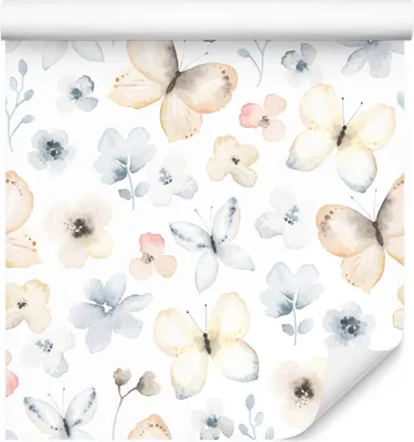 Produktbild von 10m VLIES TAPETE Rolle Blumen Blätter Schmetterlinge Aquarell XXL