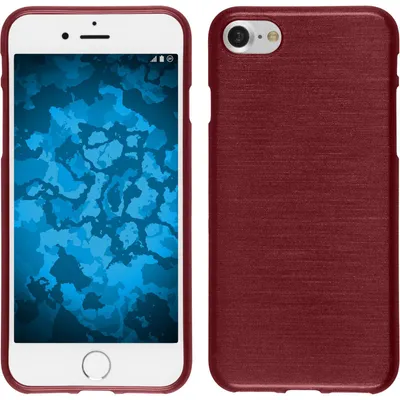 Produktbild von PhoneNatic Case kompatibel mit Apple iPhone 8 - rot Silikon Hülle brushed + 2 Schutzfolien