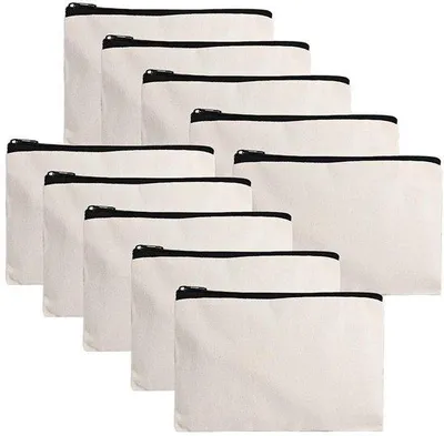 Produktbild von Koffer aus Canvas, 10er Pack, Reise-Make-up-Tasche, großes Etui, DIY-Stofftasche