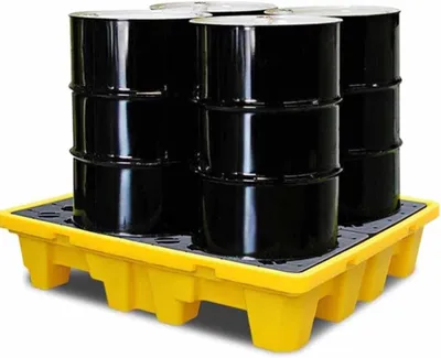 Productafbeelding van Morscontainment Platform - Anti-morspallet Opvangbak - Vloeistoffen Opslaan - Stapelbaar met Afvoer - 33x33x58cm - Zwart