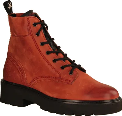 Obrázek produktu pro Paul Green 9716-057 Combat Boots, dámské, kůže, Pumpkin/Black (pumpkin), , - dámská obuv módní kotníkové boty / kozačky, červená, kůže (2x/c. kid), výška podpatku: 20 mm