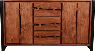 Produktbild von SIT Möbel Sideboard | 2 Türen, 3 Schubladen | Akazie natur | Gestell Metall schwarz | B 200 x T 40 x H 80 cm | 11813-01 | Serie NATURAL EDGE