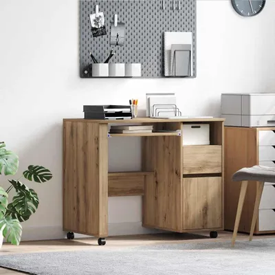 Productafbeelding van Moderne Computertafel met Wielen en Kabelbeheer