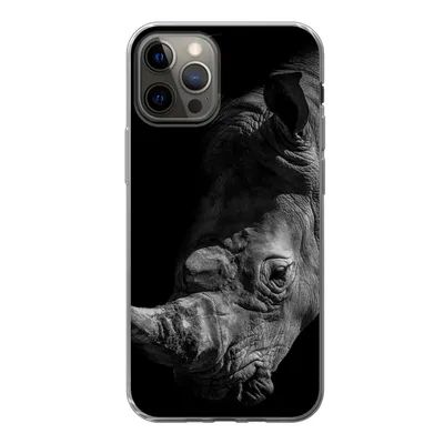 Produktbild von MuchoWow® Handyhülle Schutzhülle Hülle für iPhone 12 Pro Nashorn - Wildtier - Porträt Silikon Softcase Handy Hülle - Abdeckung