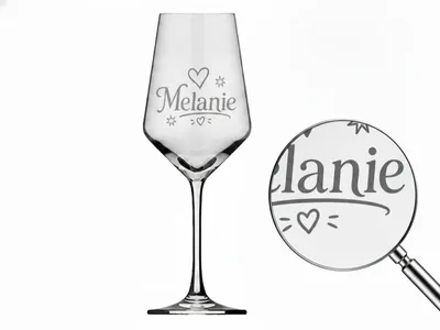 Produktbild von 1x Weinglas Gravur Melanie 350ml spülmaschinenfest und personalisiert