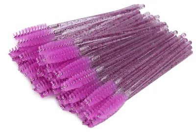 Immagine prodotto di 50 pennelli per il trucco in nylon, inclusi applicatori per mascara, pennelli per ciglia e sopracciglia, pennelli monouso portatili, colore viola