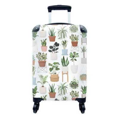 Produktbild von MuchoWow® Koffer Handgepäck Trolley Rollkoffer Kleine Reisekoffer mit 4 Rollen - Pflanzen - Pastell - Weiß - Cabin Size < 55x40x23 cm & 55x40x20 cm - Fotokoffer - Kabinenkoffer - Boardgepäck - Reise-Box - Reisekoffer - Reisegepäck - Koffer mit Bild - Trolley für Kinder