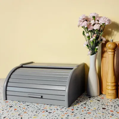 Produktbild von Creative Home Grau Brotkasten Holz - 38 x 28,5 x 17,5cm (+/-1cm) - Perfekte Brotbox