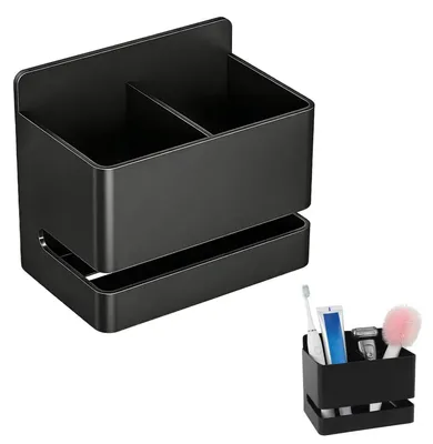 Produktbild von Zahnbürstenhalter Aluminium Schwarz Wandmontage 11x9,8x6,7cm