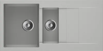Produktbild von Granitspüle - Spülbecken - Küchenspüle - 100 x 50 cm - Grau - Einbauspüle - Hochwertig, Pflegeleicht, Platzsparend, mit Siphon, Cascada 150