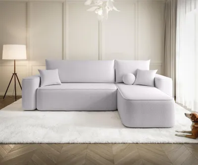 Produktbild von Ecksofa Schlafsofa Sofa AGEPO Stoff Curio Hellgrau Ottomane Rechts