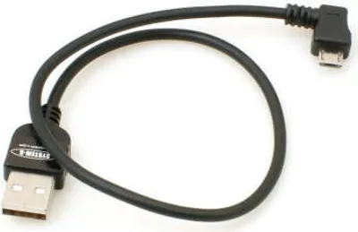 Produktbild von System-S Micro USB 2.0 Kabel gewinkelt 90 grad Winkelstecker (links/male) Datenkabel und Ladekabel 30 cm
