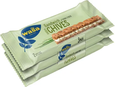 Zdjęcie produktu dla Wasa Sandwich Serek ze szczypiorkiem 3 chrupki pełnoziarniste 111g