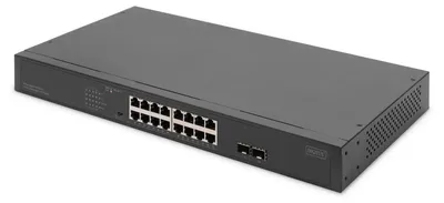 Immagine prodotto di DIGITUS Switch Gigabit 16 porte, 19 pollici, unmanaged, 2 porte uplink SFP
