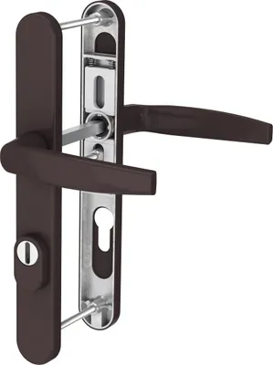 Produktbild von Schmalrahmengarnitur 92mm PZ Lochung Aluminium Braun Türbeschlag Nebeneingangstür Drücker/Drücker 71-86mm ja