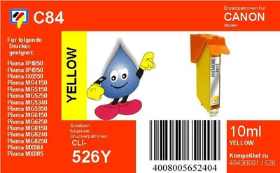 Produktbild von CLI526Y- yellow - Dr. Inkjet Ersatzdruckerpatrone mit 10ml Inhalt