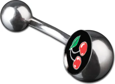 Produktbild von viva-adorno 1 Stück Bauchnabel Piercing Banane 316L Chirurgenstahl 20 verschiedene Motive Z380, S14 Kirschen schwarz