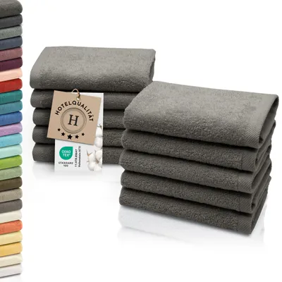 Produktbild von 10er Set Seiftücher, Baumwolle, 30x30 cm, 420g/qm, grau (taupe)