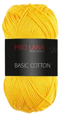 Produktbild von Pro Lana BASIC Baumwolle Baumwollgarn 50 g ideal für Kleidung, Spielzeug, Accessoires 125 m Farbe 022 - gelb
