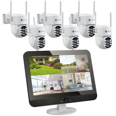 Produktbild von LUVISION Dual WLAN PTZ Überwachungssystem mit 12,5" Monitor,Mikrofon, Sirene, Nachtsicht, KI Bewegungsverfolgung