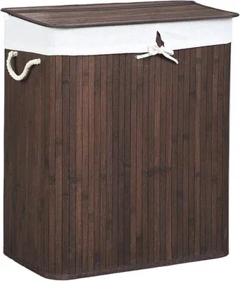 Produktbild von Famanu Wäschekorb - Bambus Wäschekorb mit Deckel - Braun - 51,5 x 31,5 x 60,5 cm