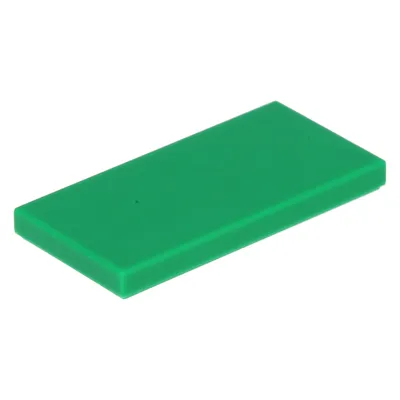 A single green LEGO brick is shown on a white background.