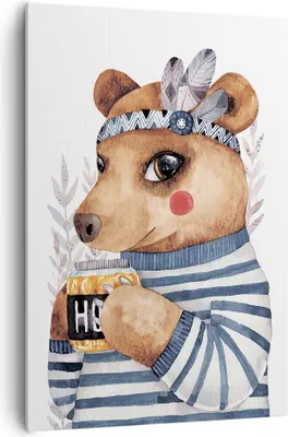 Produktbild von Bild auf Leinwand - Leinwandbild - Einteilig - Anthropomorphisierung Bär Kinder - 70x100cm - Wand Bild - Wandbilder - Leinwanddruck - Wanddekoration - Leinwand bilder - Wandbild - PA70x100-4367
