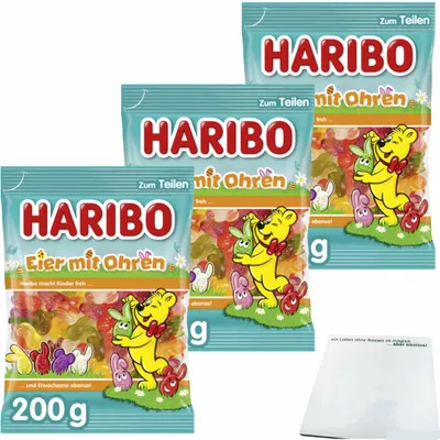 Produktbild von Haribo Eier mit Ohren 3er Pack (3x200g Beutel) + usy Block