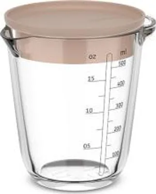 Produktbild von Mepal - Glas Messbecher mit Deckel Chef it - Leicht ablesbare. eingravierte Skala - Mikrowellen- & Backofengeeignet (ohne Deckel) - Hochwertiges Glas - Spülmaschinengeeignet - 500 ml - Chalk