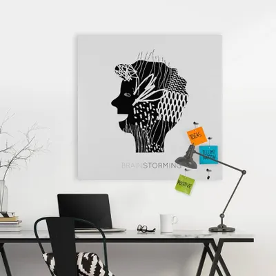 Image de Tableau magnétique carré 80 x 80 cm - Bureau moderne - Brainstorming - Grand format