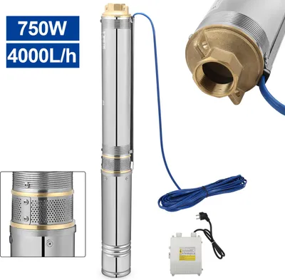 Produktbild von Izrielar Brunnenpumpen Tiefbrunnenpumpe Ø110mm Brunnenpumpe Edestahl mit 0.75KW 4000L/H Fördermenge, Tauchdruckpumpe für Brunnengehäuse