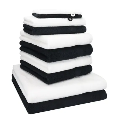 Produktbild von Betz 10-tlg. Handtuch-Set PREMIUM 2 Duschtücher 4 Handtücher 2 Gästetücher 2 Waschhandschuhe  Farbe:  schwarz & weiß