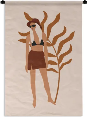 Produktbild von MuchoWow® Wandteppich Wandbehang Sommer - Frau - Laub 90x135 cm Tapisserie Dekoration Wandtuch - Baumwolle - Wandskulptur