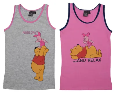 Produktbild von Disney Unterhemd für Mädchen - Winnie Puuh Kinder Tank Top Hemdchen Rosa/Grau (2er Pack) 110-116