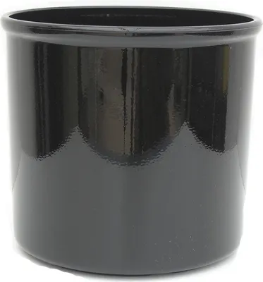 A black pot or planter is shown against a white background.