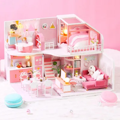 Image de Kit de construction de maison de poupée pour enfants Kit de construction de maison de poupée Kit de construction de maison miniature Cadeau d'anniversaire