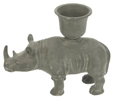 Productafbeelding van Meander kaarsenhouder, neushoorn, grijs, 10x4x8,5 cm