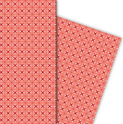 Produktbild von Grafisches Geschenkpapier mit kleinem Sternen Muster in rot - G6415, 32 x 48cm