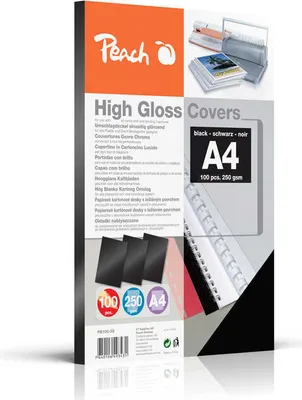 Immagine prodotto di Peach 510009 Peach Einbanddeckel hochglänzend schwarz A4 100Stk.