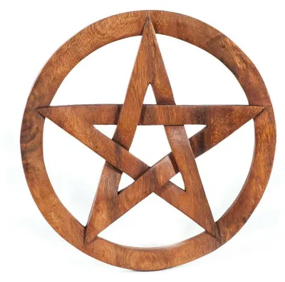 Produktbild von Wandschmuck Pentagramm im Kreis Wanddeko Holz Wanddekoobjekt geschnitz