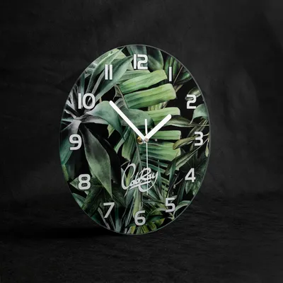 Produktbild von Wanduhr aus Glas Rund fi 30 Aquarell Helle Blume Quarz Deko Schlafzimmer Büro
