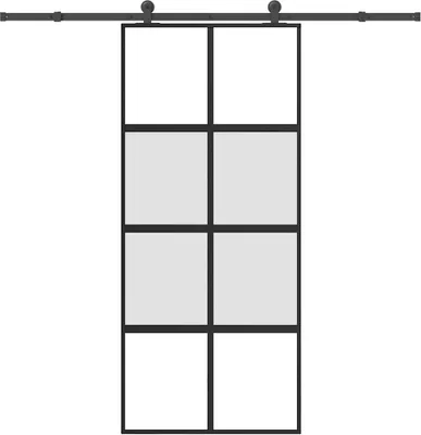 Obrázek produktu pro Posuvné dveře s kováním 90x205 cm tvrzeného sklo a hliník